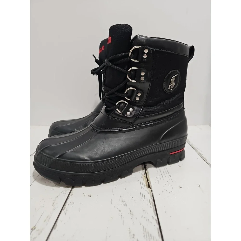 Polo Ralph Lauren Black Lace Up Winter Snow Boots Mens Size 11